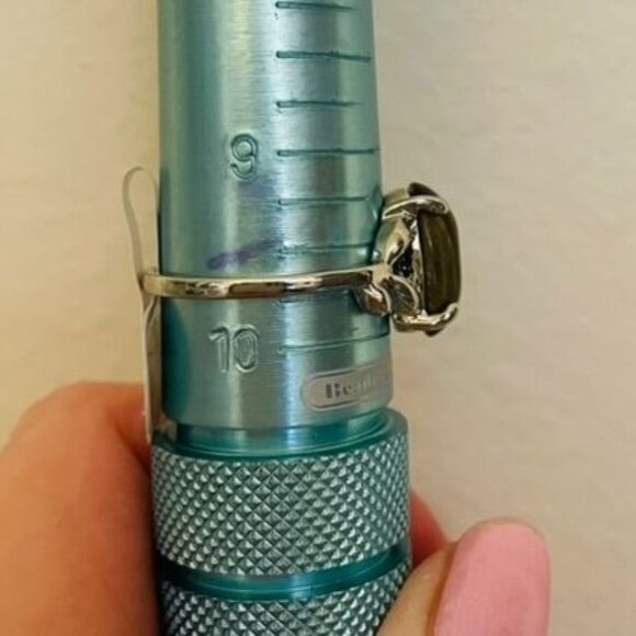 Tigers Eye Gemstone Ring Size 9.75 on Silvertone with Vine Accents on Band - Picture 9 of 12